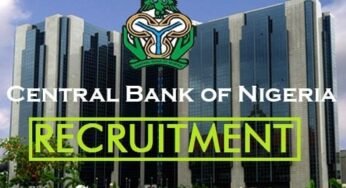 CBN Recruitment 2022 Application Form Portal Opens