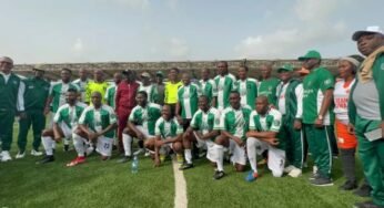 PHOTOS: Ex-Super Eagles Players Turn Up For Tinubu’s Novelty Match In Lagos