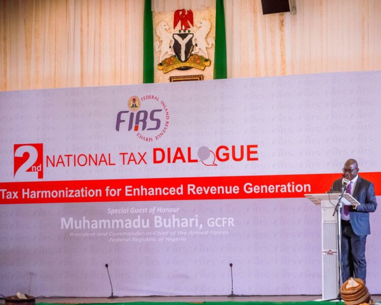 Photo: Muhammad Nami, Executive Chairman, Federal Inland Revenue Service (FIRS), delivers his welcome remarks at the 2nd National Tax Dialogue, 29th March, 2022.