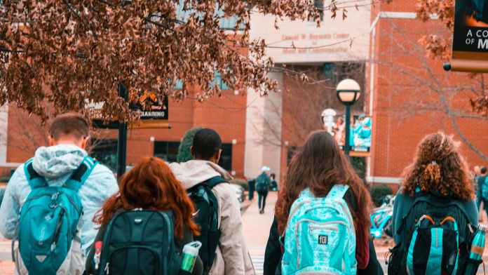 Image illustration of students going to lectures