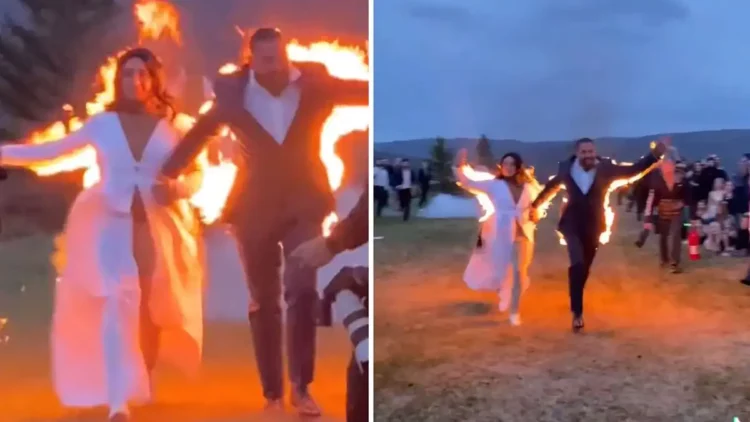 Newlyweds Set On Fire
