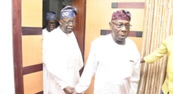 PHOTOS: Tinubu, Obasanjo Meet Behind Closed Doors In Ogun