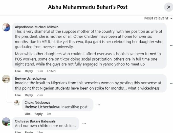 Reactions as Aisha Buhari shares daughter’s graduation photos amid ASUU strike