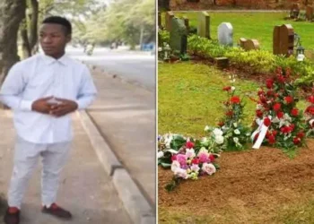 A collage of Kevin Kipyegon and a grave - NTV