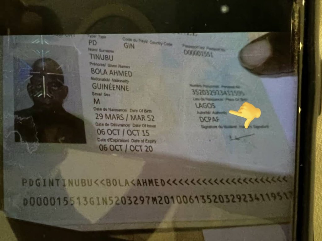 Bola Tinubu Guinea Passport