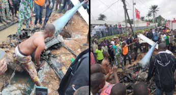 VIDEO: Watch Moment Helicopter Crashed, Bursts Into Flames In Lagos