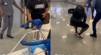 VIDEO: Drama As Woman Tears Her Husband’s International Passport At Lagos Airport 