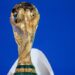 The Fifa World Cup trophy is displayed ahead of the draw for the 2026 Fifa World Cup European qualifiers at the FIFA headquarters in Zurich, on December 13, 2024. (Photo by Fabrice COFFRINI / AFP)